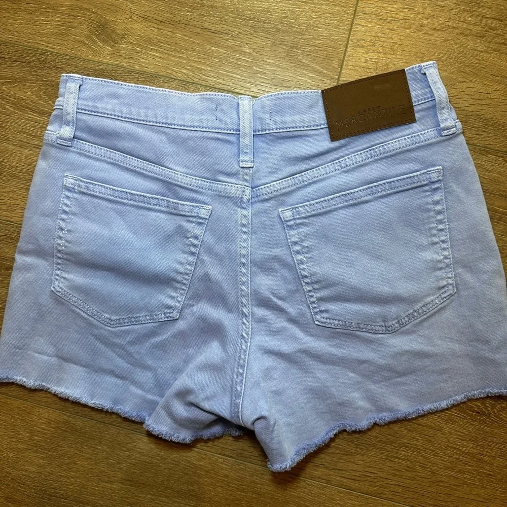 J.Crew Mercantile Women Periwinkle Blue Denim Cutoff Shorts Raw Hem Stretch 28/6